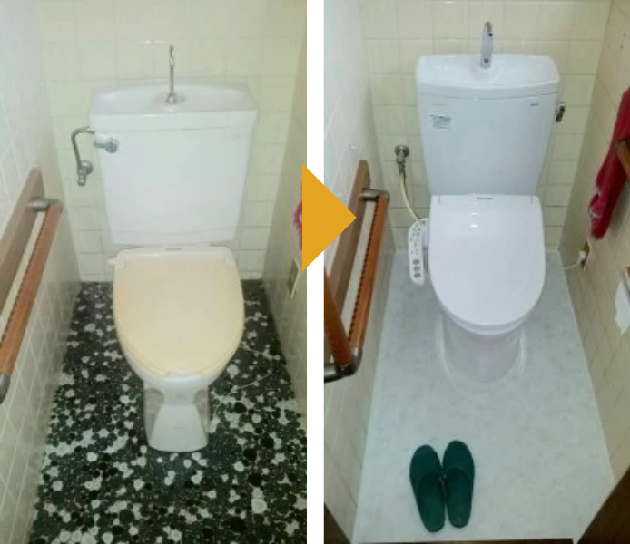 トイレの床をタイルからクッションフロアに張り替えたリフォーム事例
