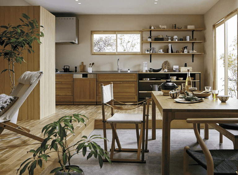ウッドワンキッチン_空間に一体感を生むデザイン